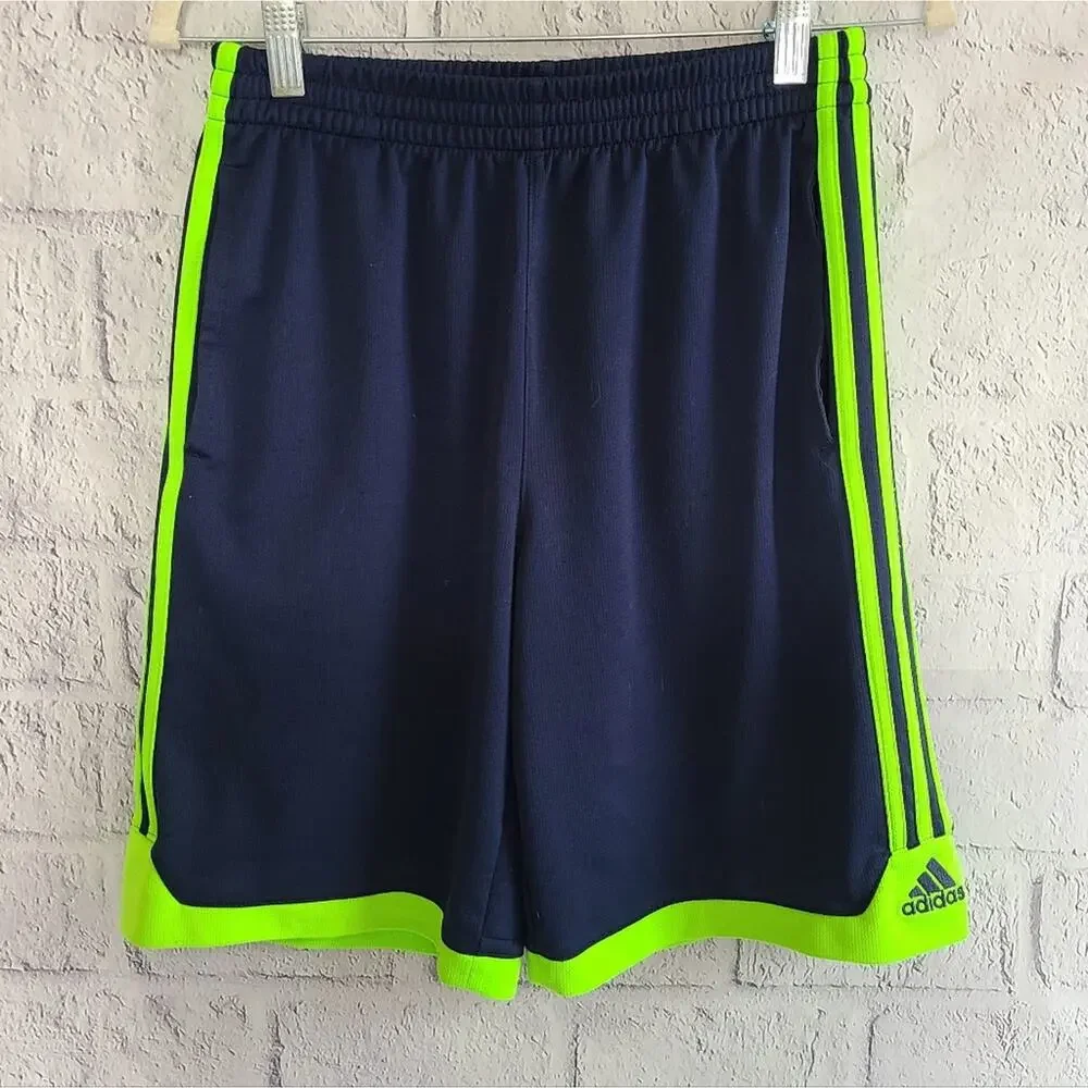 Adidas Navy Blue And‎ Green Athletic Shorts Boys Size XL